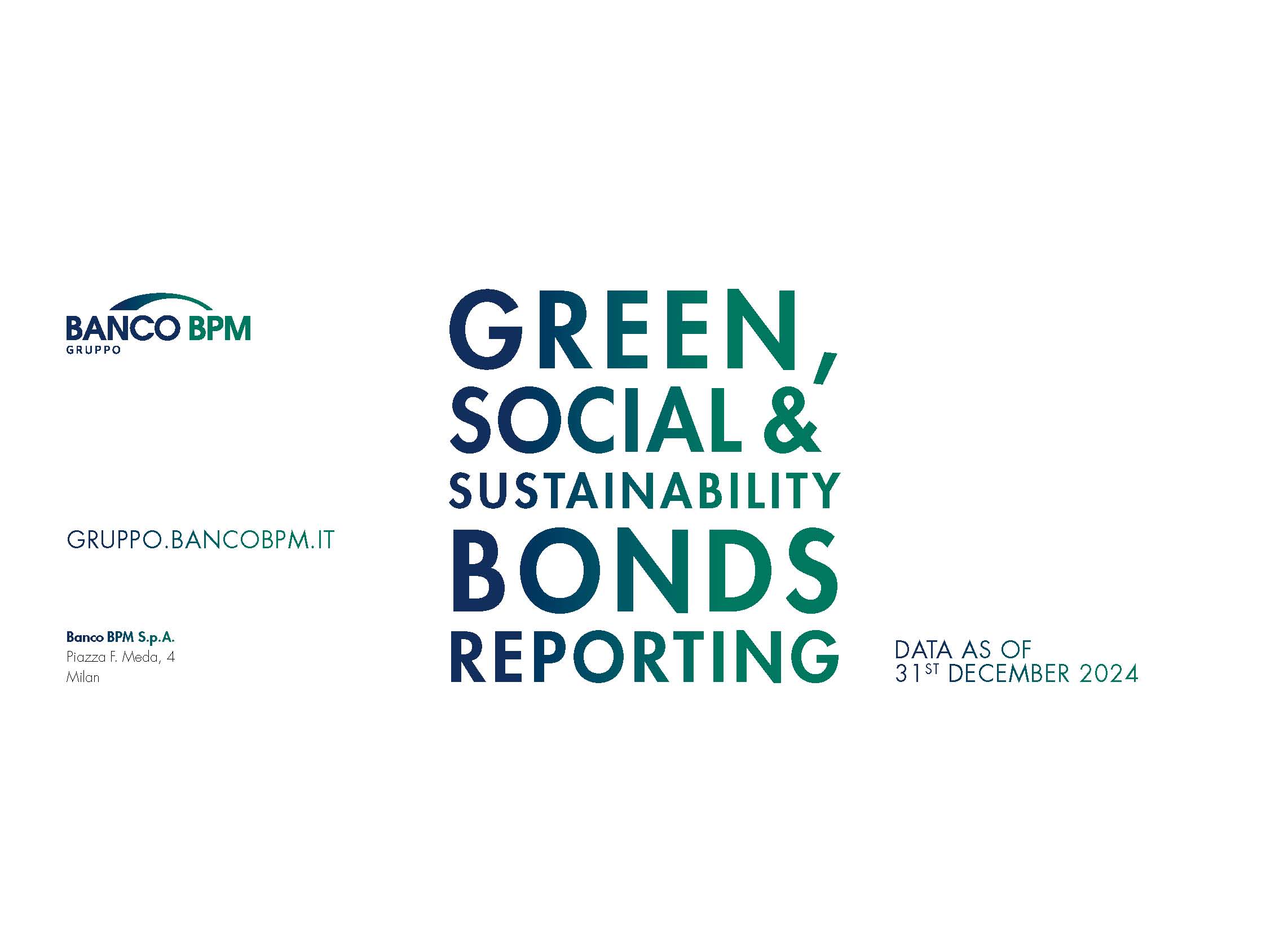 Copertina del "Green_Social and Sustainability Bonds Framework 2023" di Banco BPM