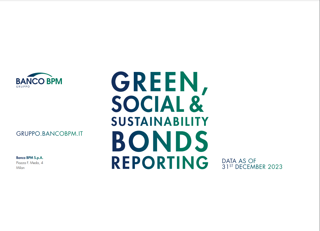 Copertina del "Green_Social and Sustainability Bonds Framework 2023" di Banco BPM